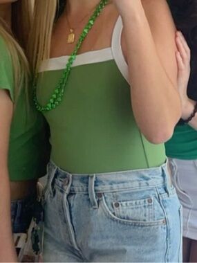 Shade & Shore Green and White One-Piece Swimsuit